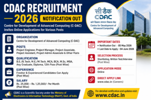 CDAC Recruitment 2026 Notification Out